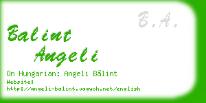 balint angeli business card