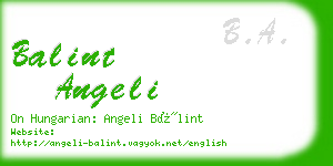 balint angeli business card